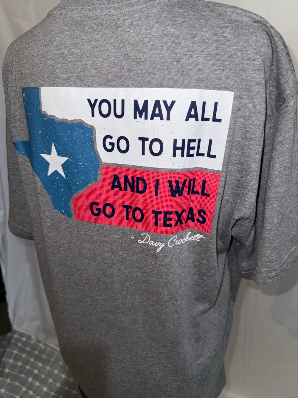 New Burlebo Gray Texas Graphic Tee - 'You May All Go To Hell' - Picture 2 of 7